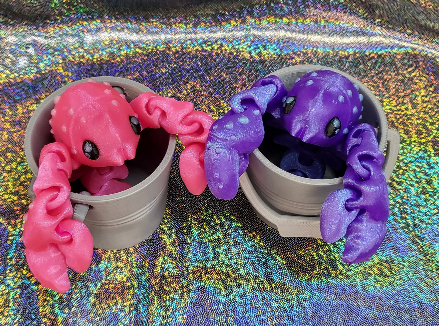 Articulated Flexy Lobsters With Bucket. Adult Desk toy.