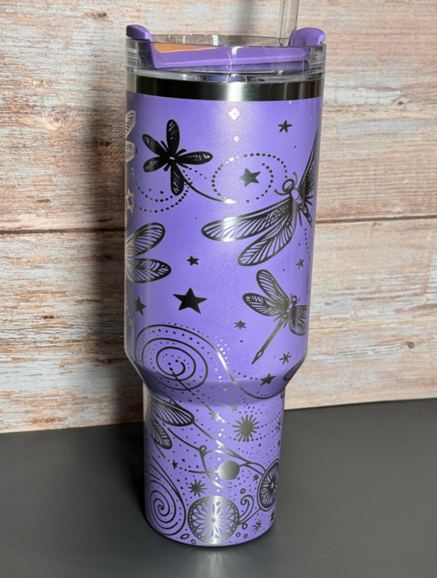 Stanley Engraved Dragonflies and Doodles. 40 0z Tumbler.