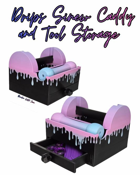 Sinew Caddy and Puller Set, Color Drips.