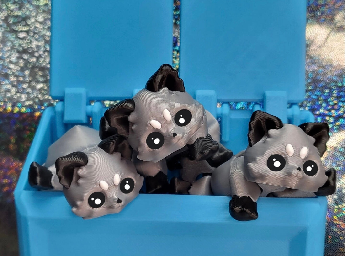 Articulated Raccoons With Dumpster. Adult Desk Toy.