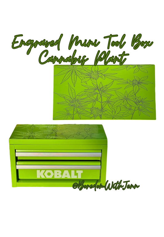 Kobalt Mini Toolbox, Engraved Cannabis leaves.