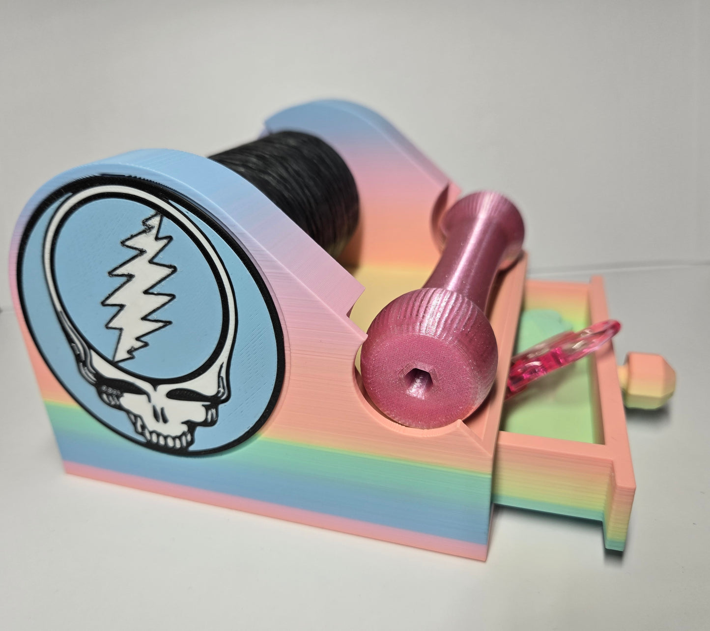 Skeleton Sinew Stand/Tool Storage With Pleating Tools, Matte Rainbow Stealie