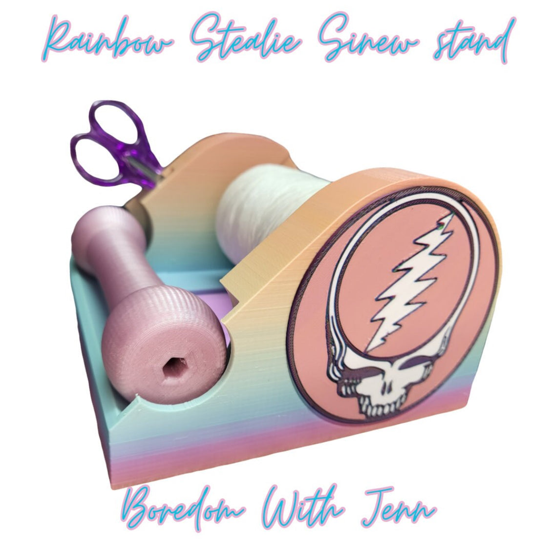 Skeleton Sinew Stand/Tool Storage With Pleating Tools, Matte Rainbow Stealie