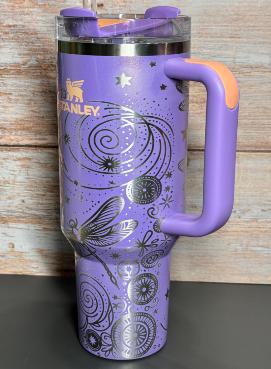 Stanley Engraved Dragonflies and Doodles. 40 0z Tumbler.