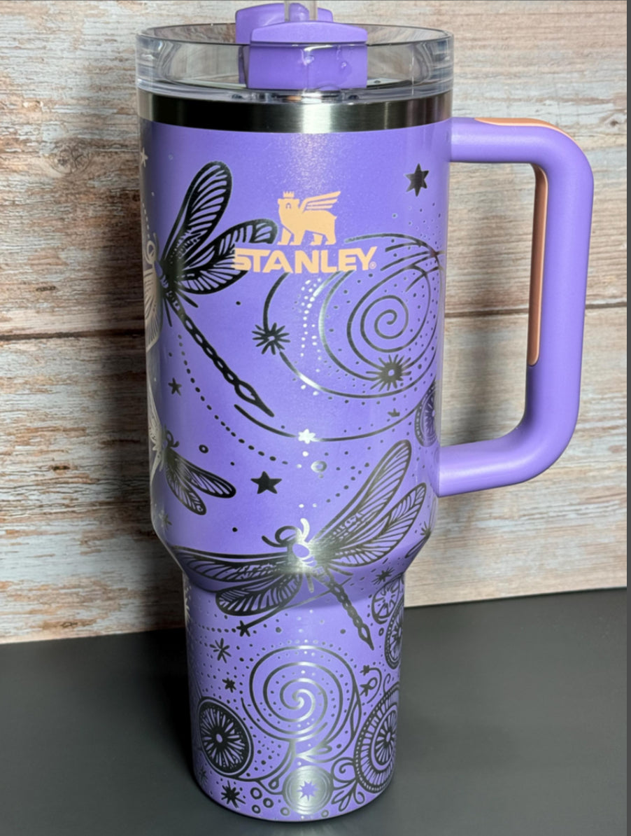 Stanley Engraved Dragonflies and Doodles. 40 0z Tumbler.
