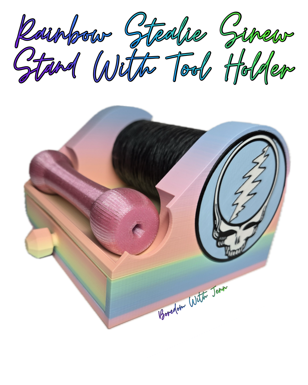 Skeleton Sinew Stand/Tool Storage With Pleating Tools, Matte Rainbow Stealie