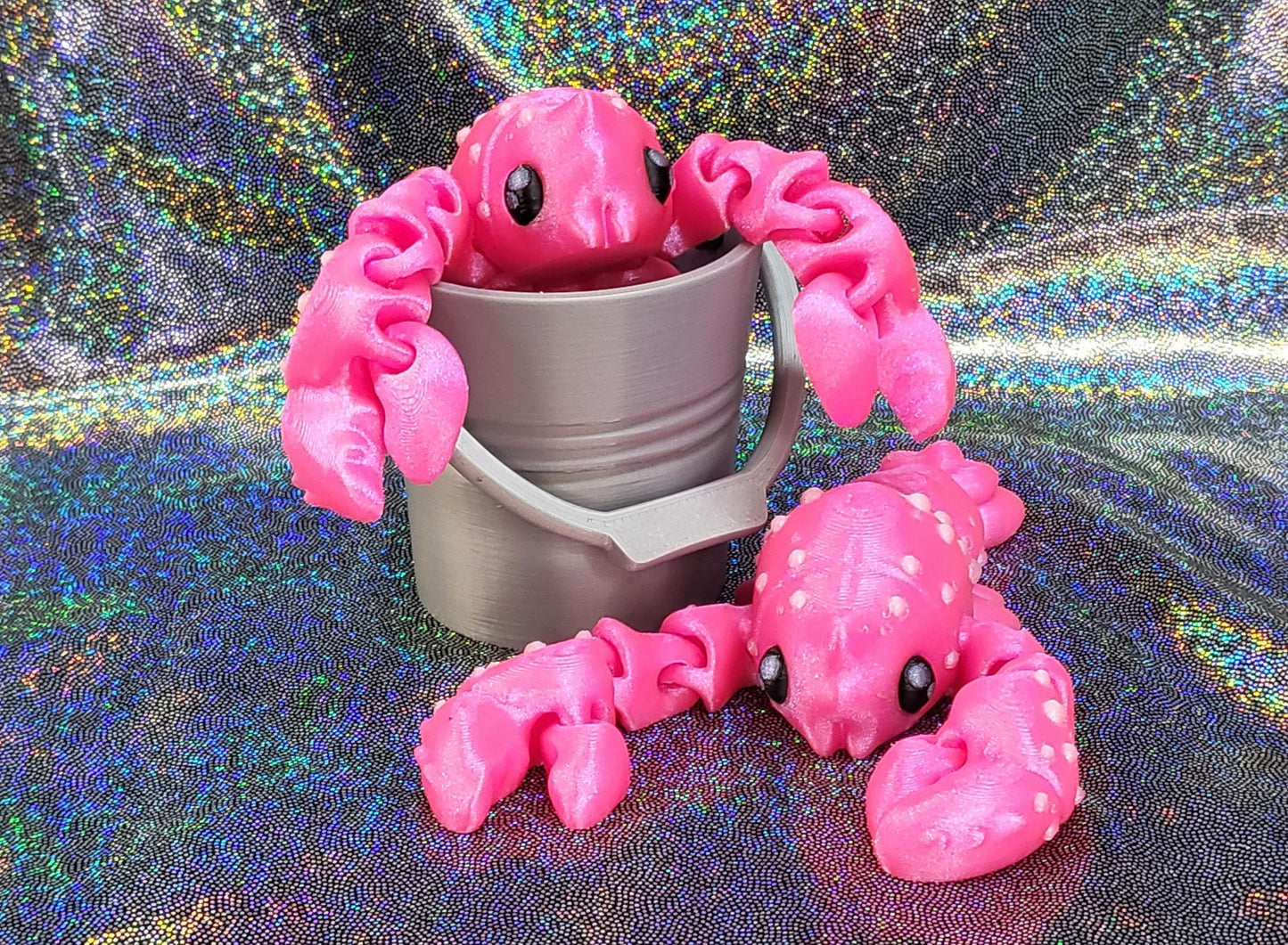 Articulated Flexy Lobsters With Bucket. Adult Desk toy.