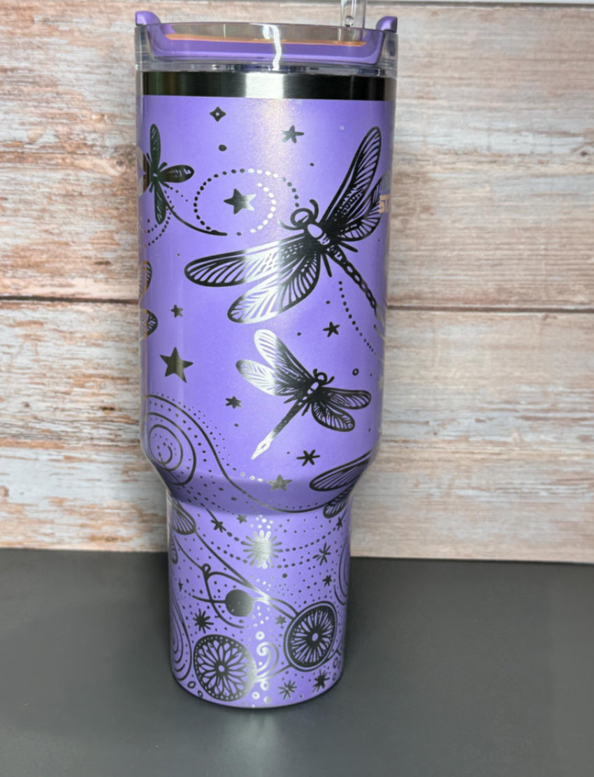 Stanley Engraved Dragonflies and Doodles. 40 0z Tumbler.