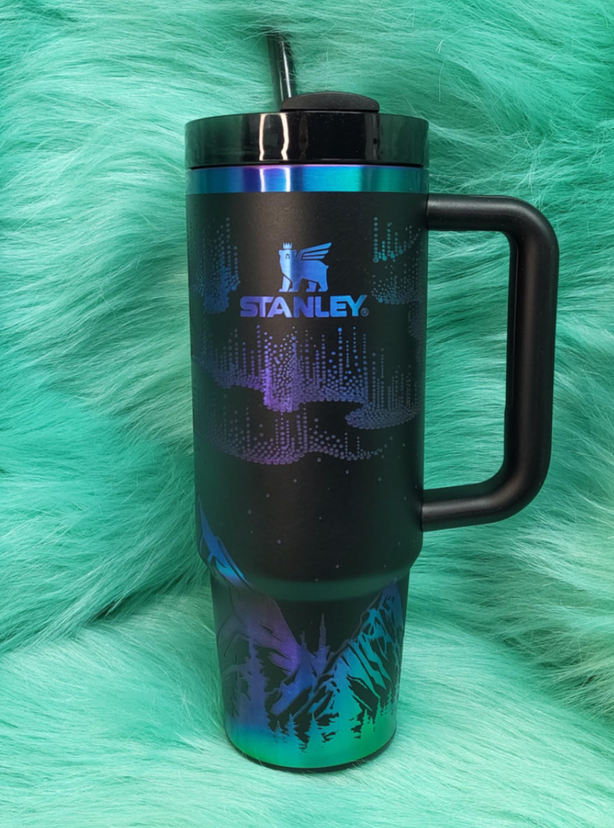 Stanley 30oz Black Chroma, Engraved Auroras.