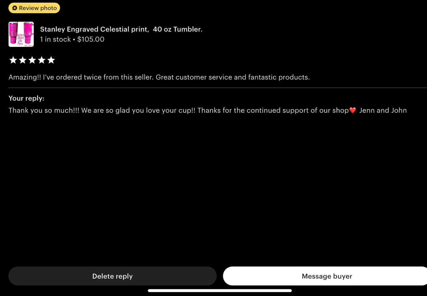 Stanley Engraved Celestial print,  40 oz Tumbler.