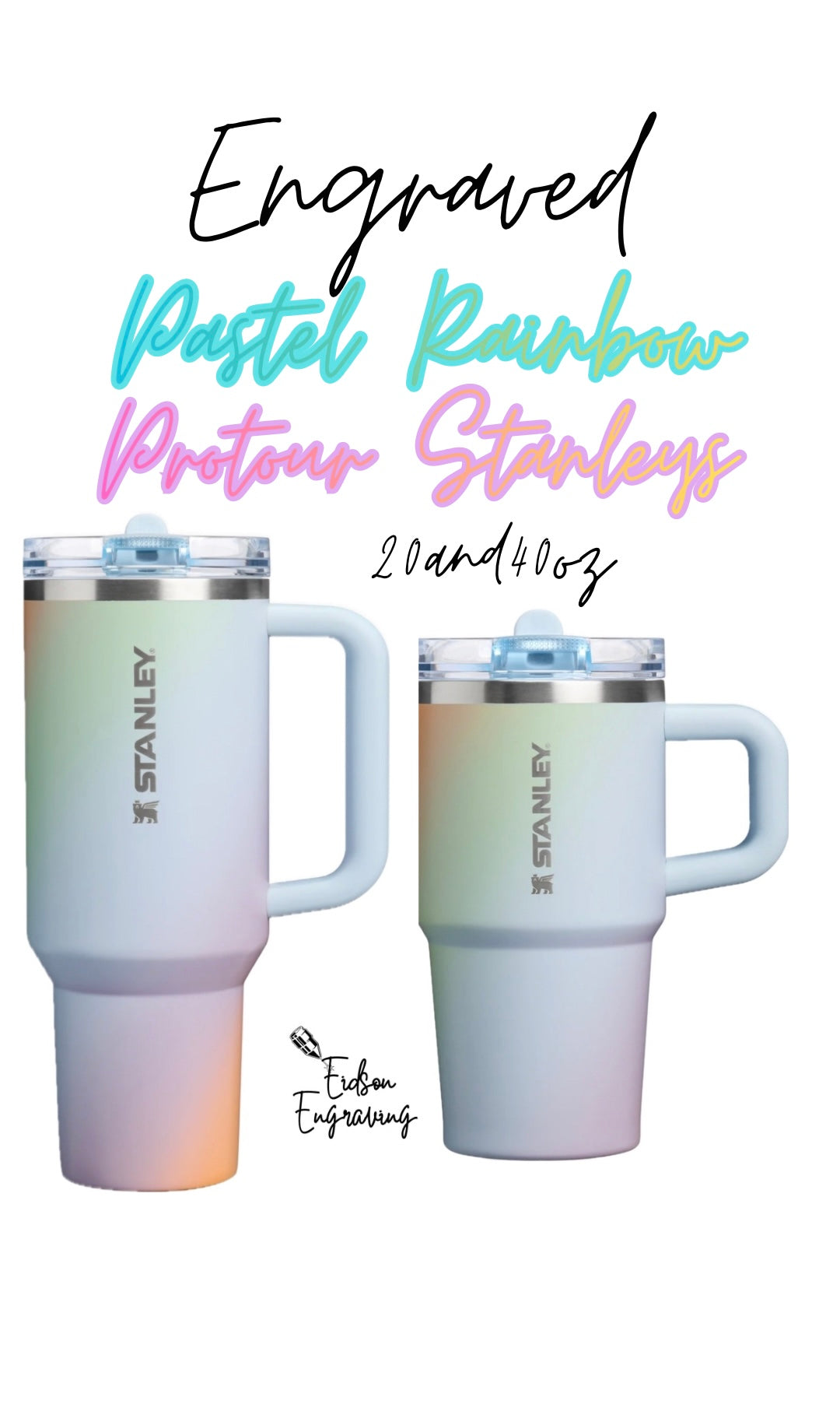 Engraved Pastel Rainbow Pro Tour Stanleys.