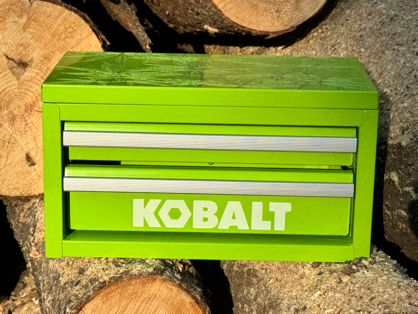 Kobalt Mini Toolbox, Engraved Cannabis leaves.