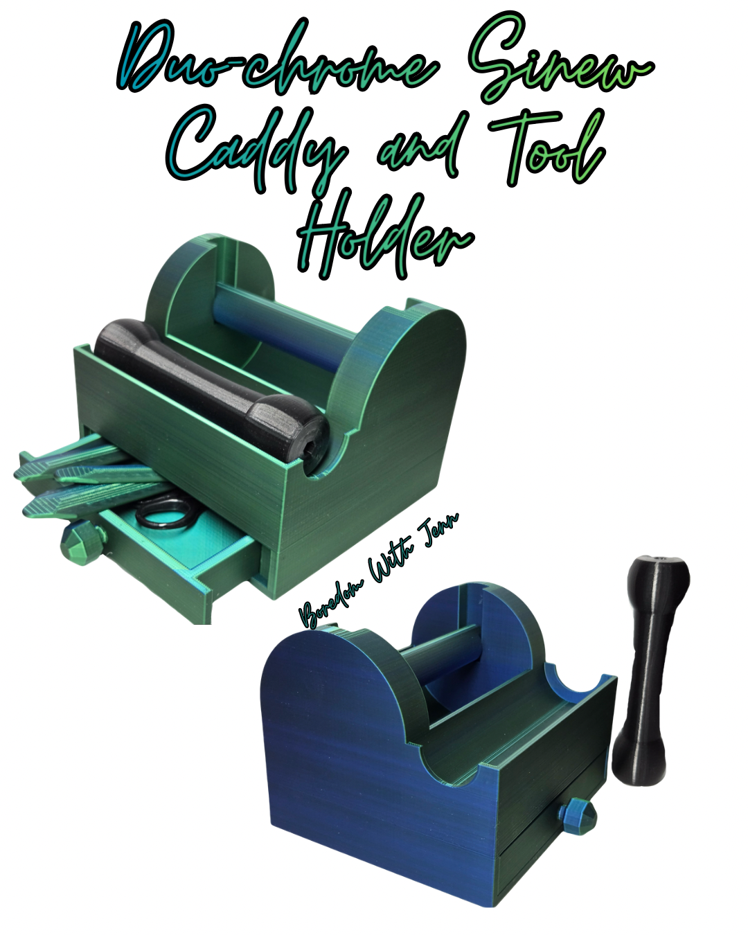 Sinew Caddy With Tool Storage. Green/Blue Duo-Chrome, No Restock on this Color.