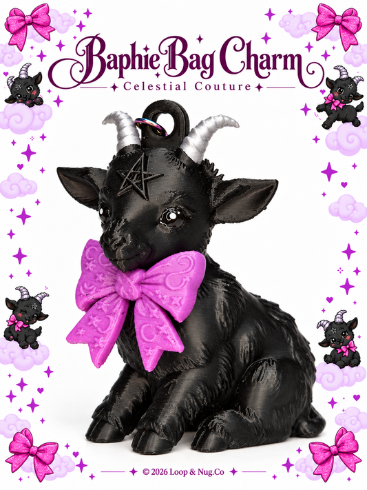Baphie Bag Charm | Witchy Celestial Goat with Bow