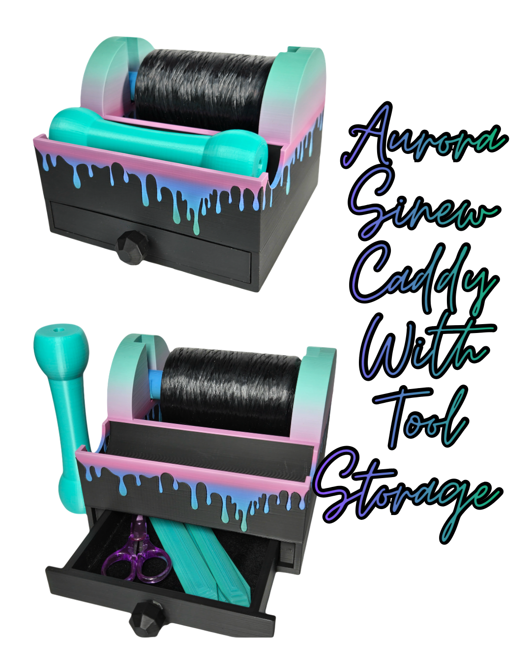 Sinew Caddy With Tool Storage, Aurora Drips, No Restock.