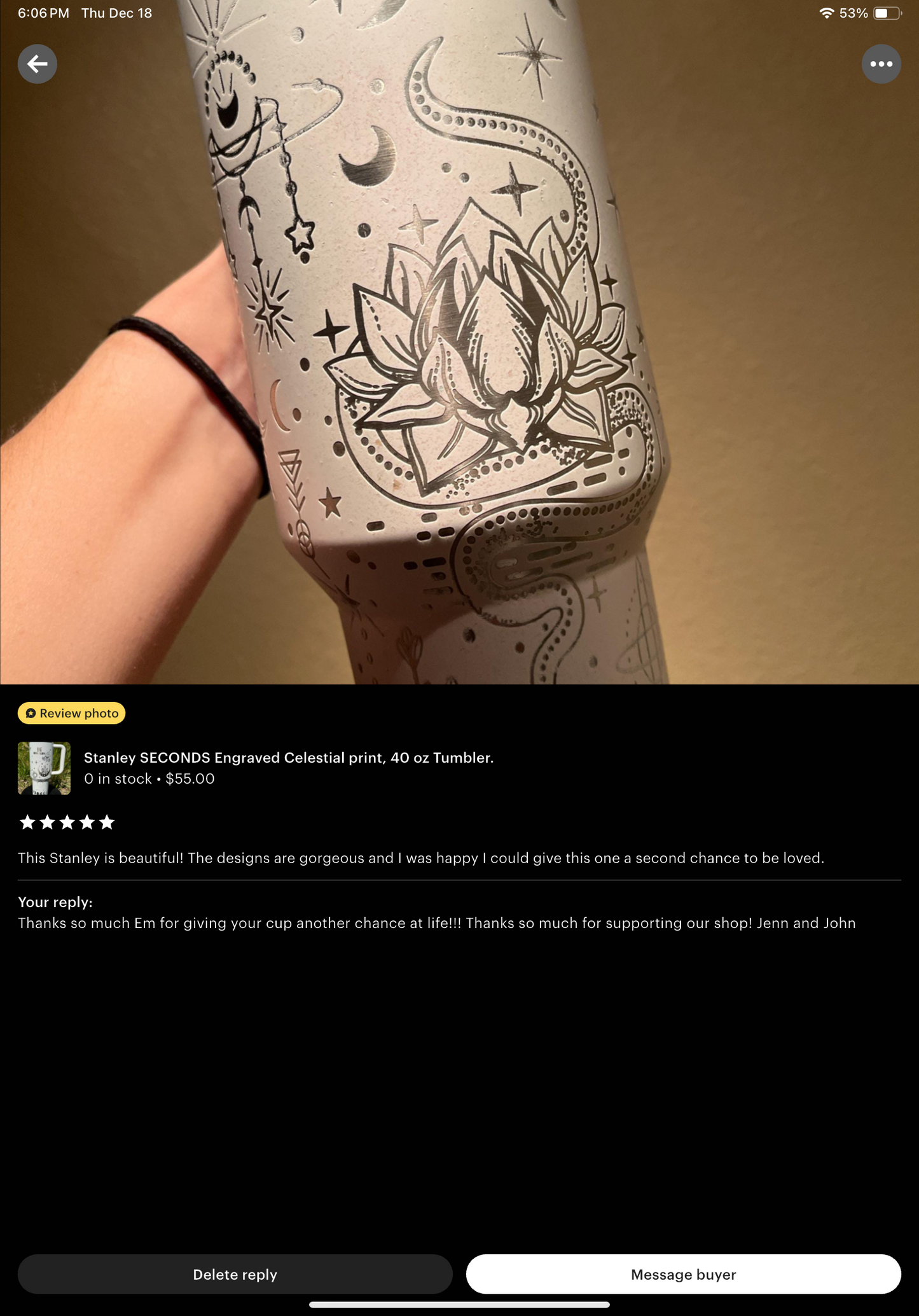 Stanley Engraved Celestial print,  40 oz Tumbler.
